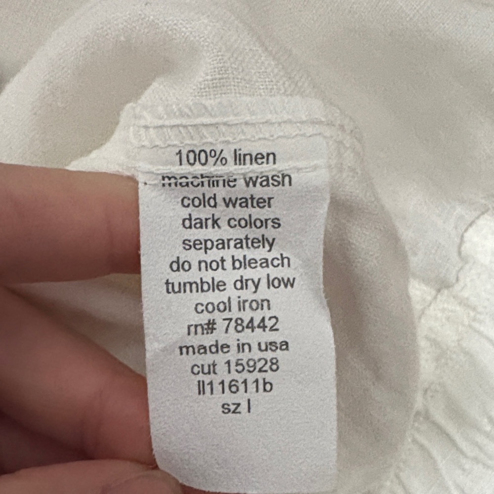Allen Allen USA White Linen Drawstring Pants 100% Linen Size Large - Picture 5 of 6